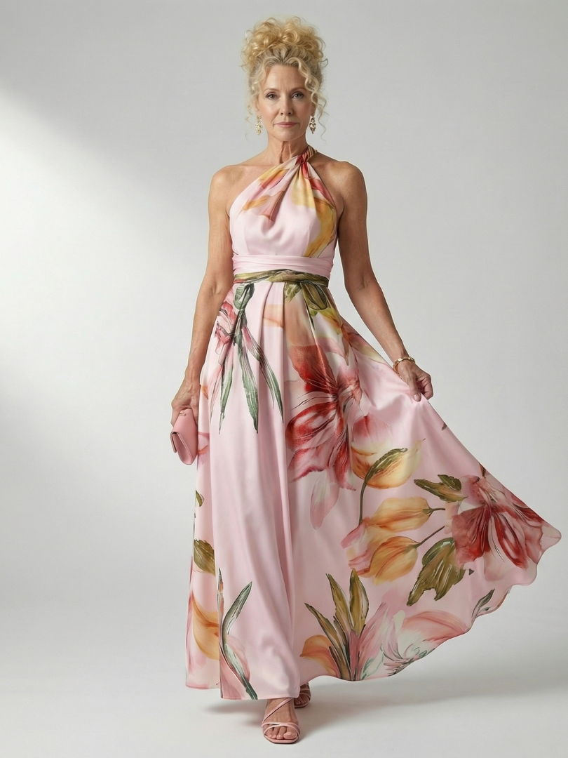 Marjorie | Halter Floral Maxi Dress