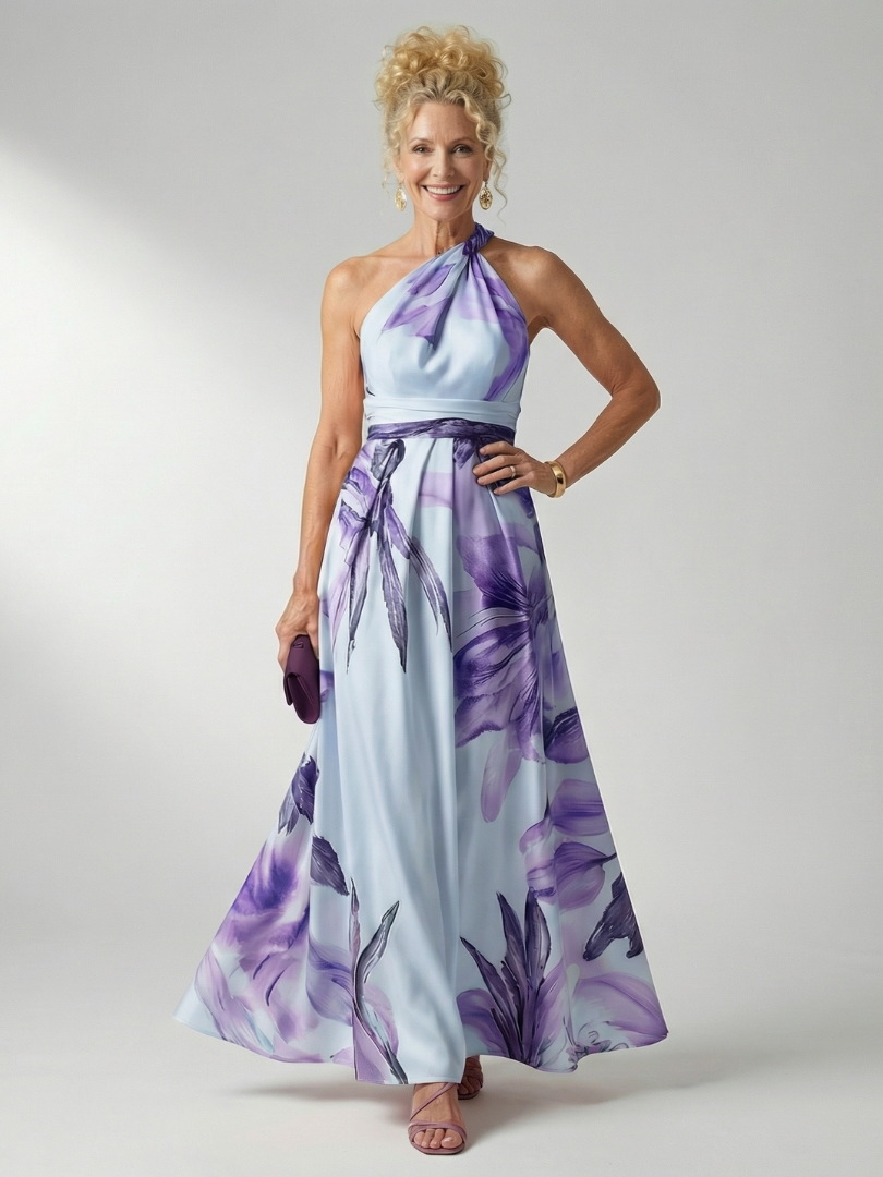 Marjorie | Halter Floral Maxi Dress