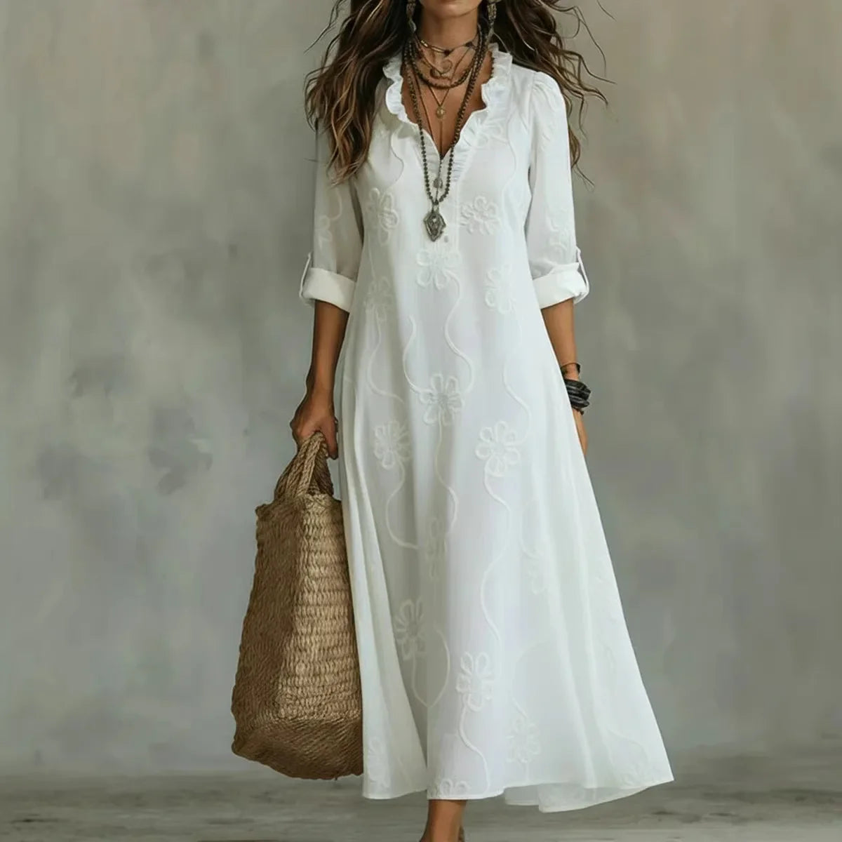 Doreen | Floral Embroidered Maxi Dress