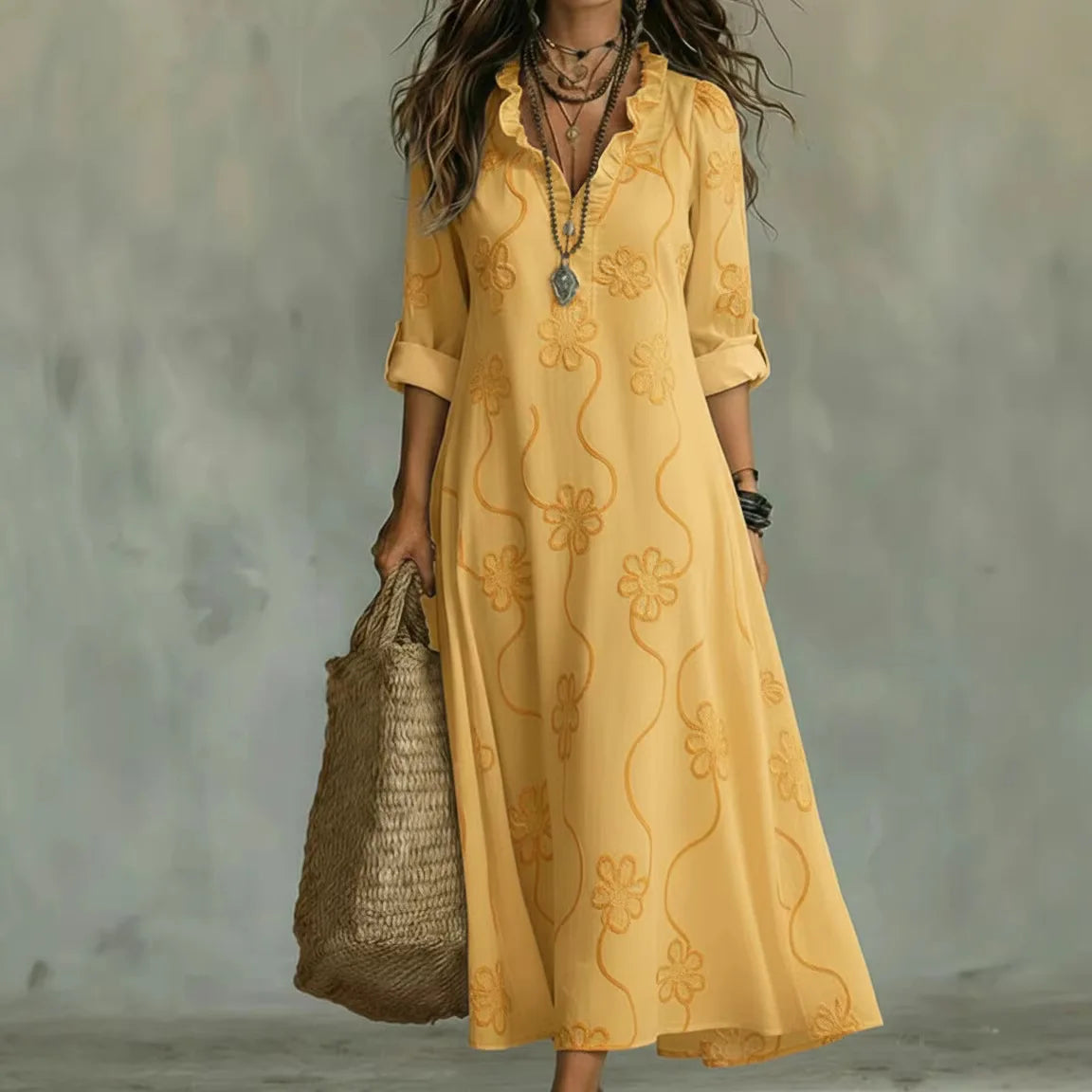 Doreen | Floral Embroidered Maxi Dress